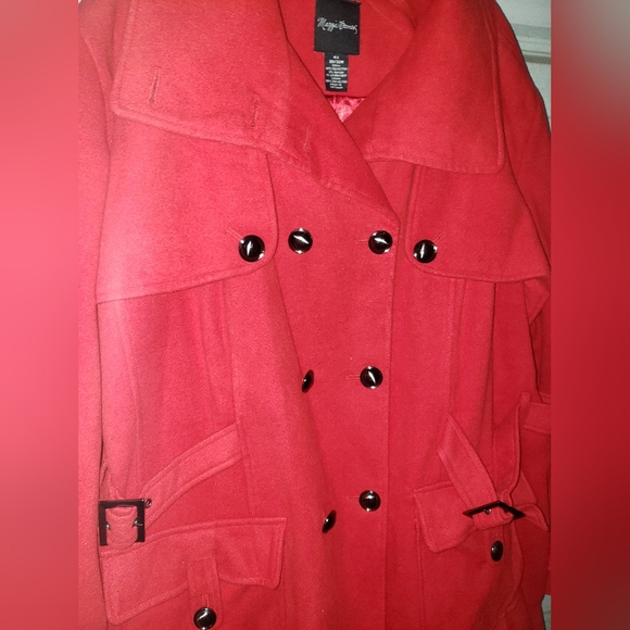 Plus Size 4X 30/32 Maggie Barnes Red Peacoat jacket winter coat warm new - Picture 4 of 5